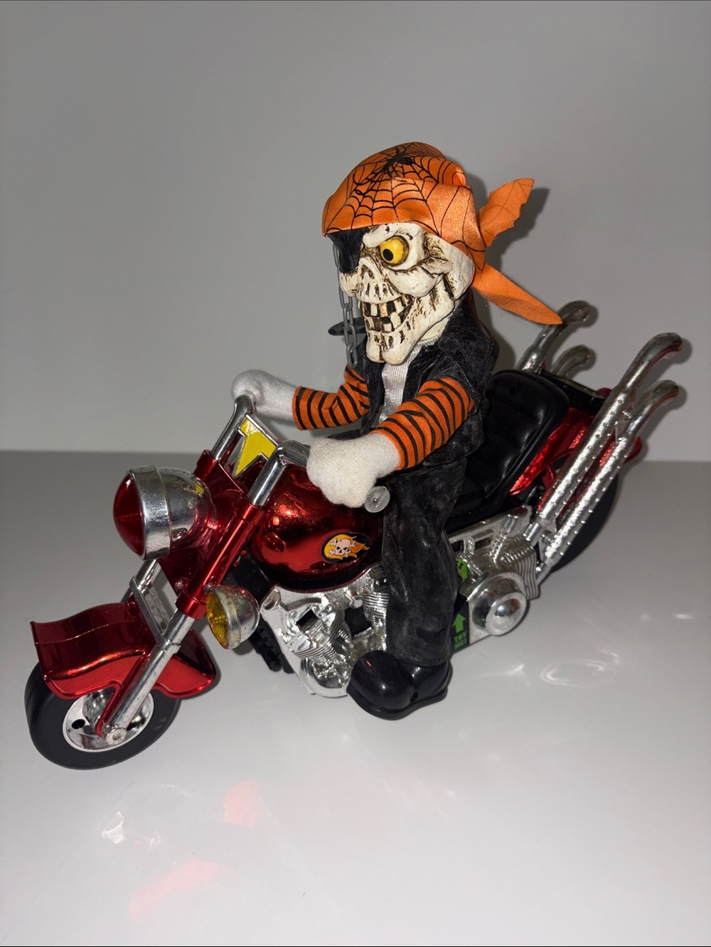 Skull Biker Skeleton Toy on Red Motorcycle - Kids Toys